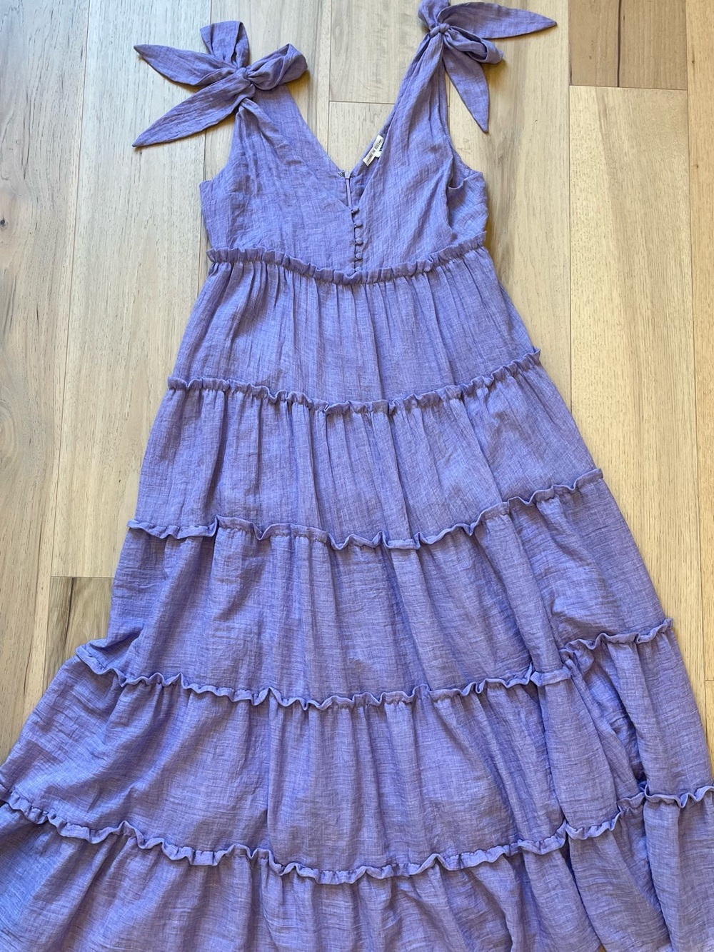 Lavender Tiered Ruffle Sundress with Tie Straps